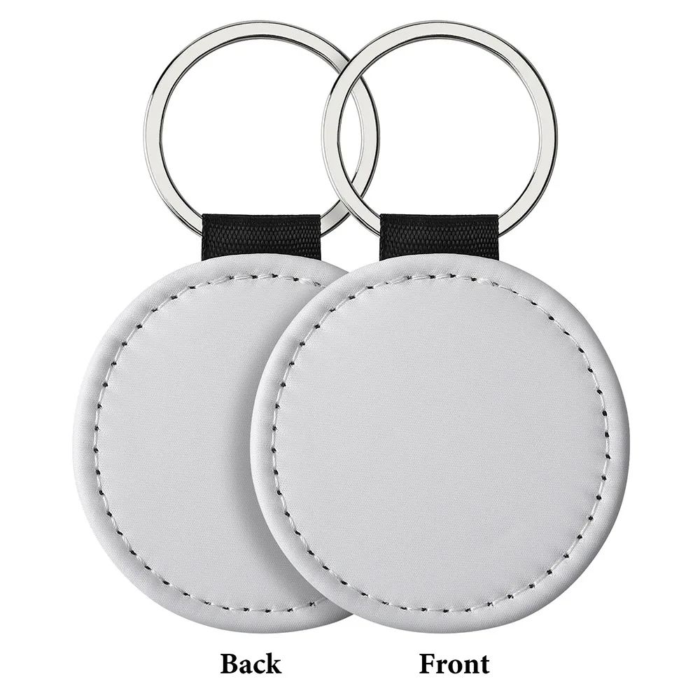 DIY Dye Sublimation Blanks Keychain Creative Rectangle Heat Transfer Keyring PU Leather Pebbled Grain