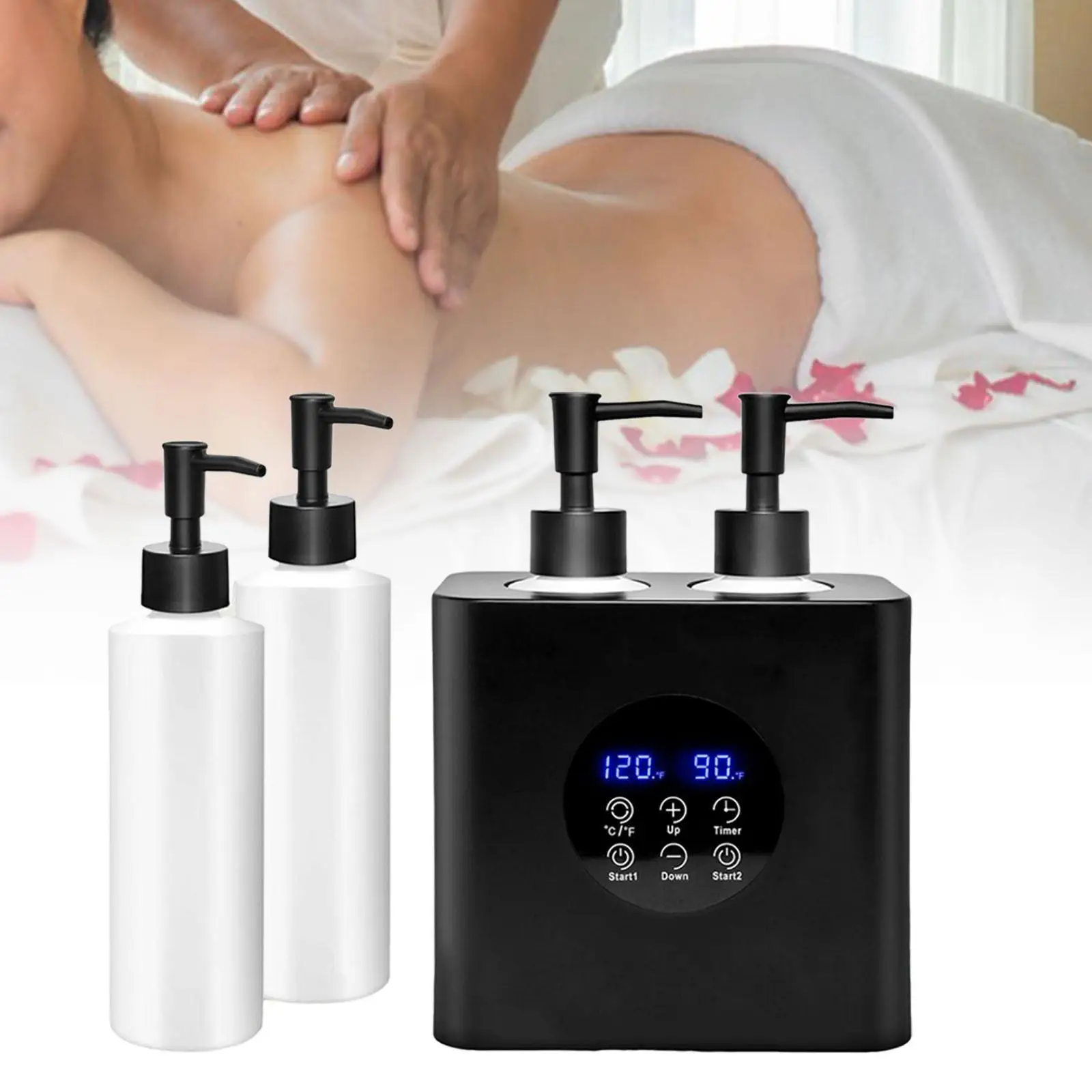 Double Bottle Oil Heater Electric Temperature Adjustable Cream Heater Bottle white