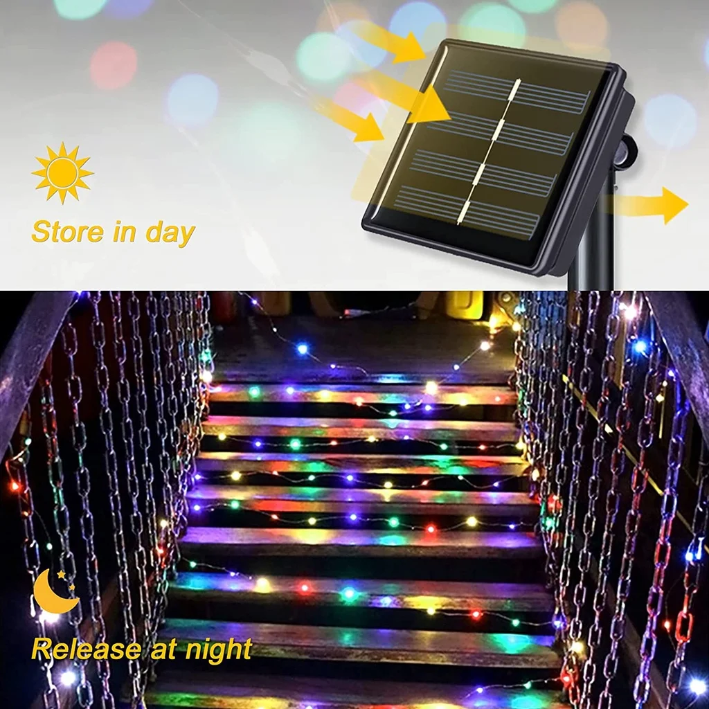 Led solar luz ao ar livre à prova dwaterproof água lâmpada de corda de fadas para guirlanda festa de natal jardim casamento acampamento decoração