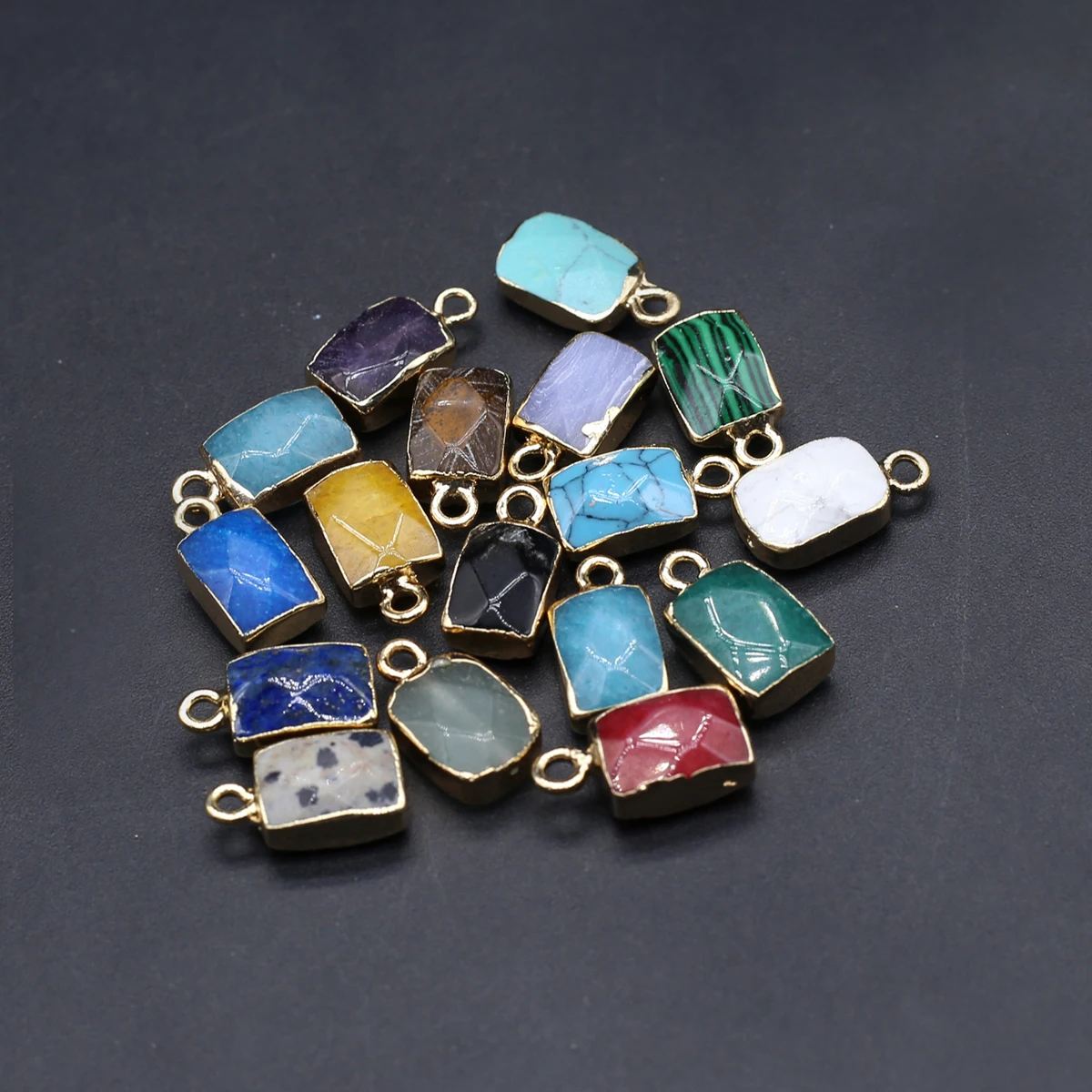 

15PCS Wholesale Rectangular Natural Stone Crystal Agate Pendant Jewelry Making DIY Necklace Earrings Accessories Charm Gift