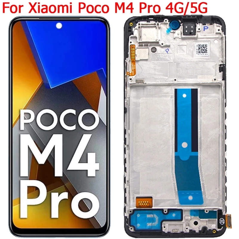 Original For Xiaomi Poco M4 Pro 5G Display LCD Screen With Frame For POCO M4 Pro 4G LCD Touch Screen Display Digitizer Assembly