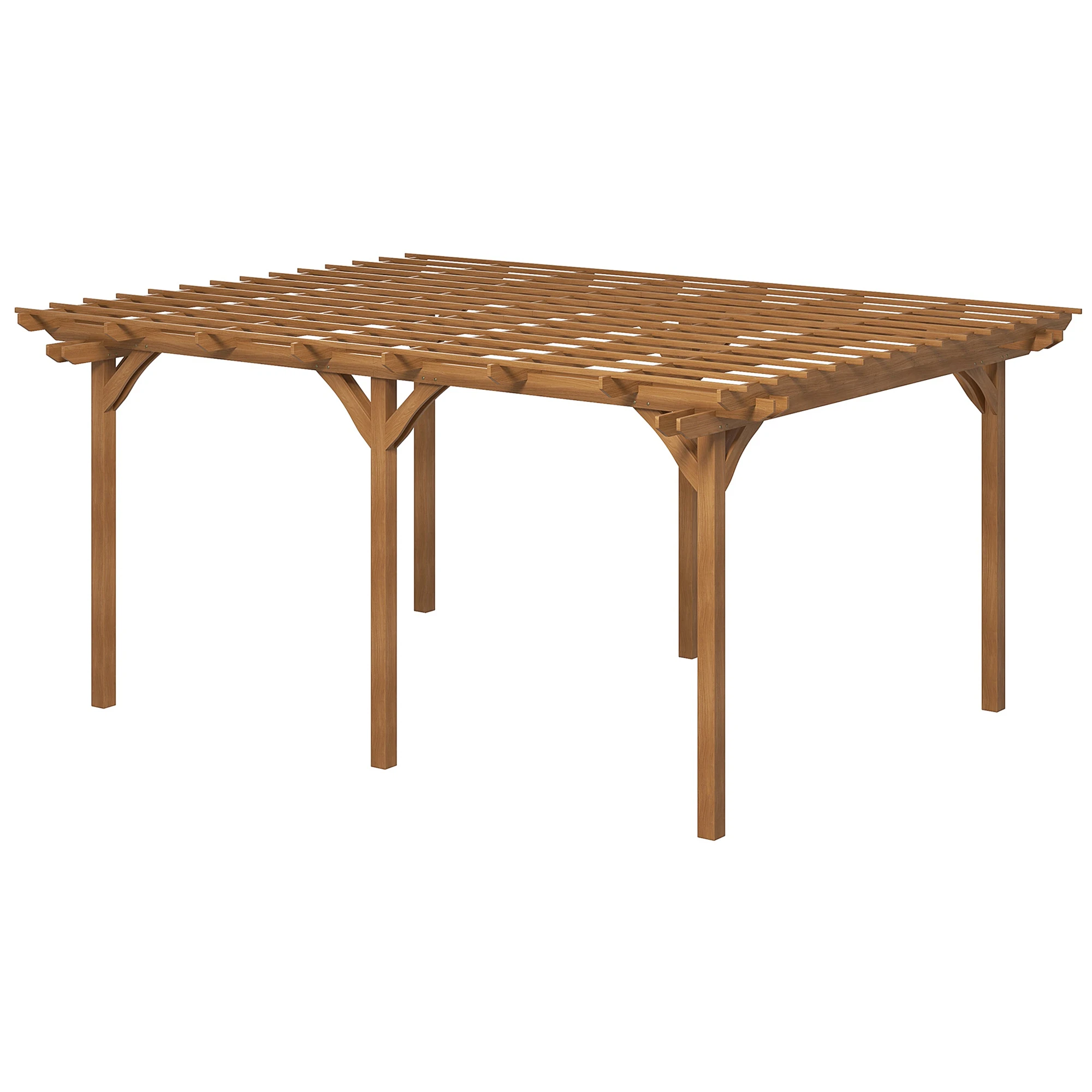 12' x 16' Outdoor Pergola Grape Trellis, Wood Gazebo for Climbing Plants at Garden, Patio, Backyard, Deck, Brown view 6