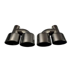 1pair Car Exhaust Tip 63mm Inlet Chrome Silver Stainless Steel 201 240mm Outlet Dual Exhaust pipe end Tips