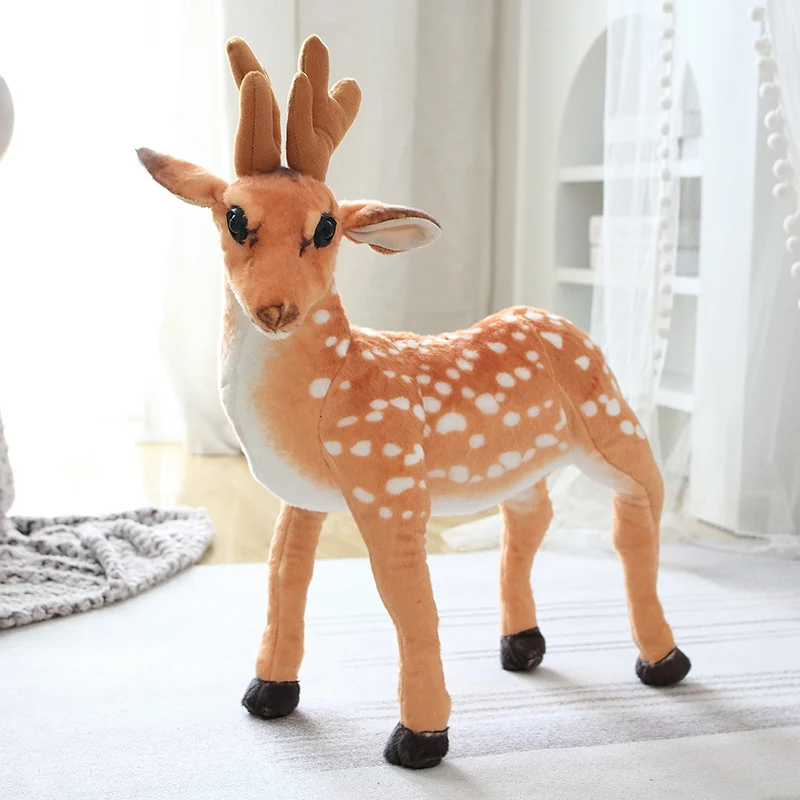 50-80cm Simulation Kids Stuffed Sika Deer Toys Plush Animal Giraffe Dolls Children Playmate Kids Birthday Gift Home Decoration