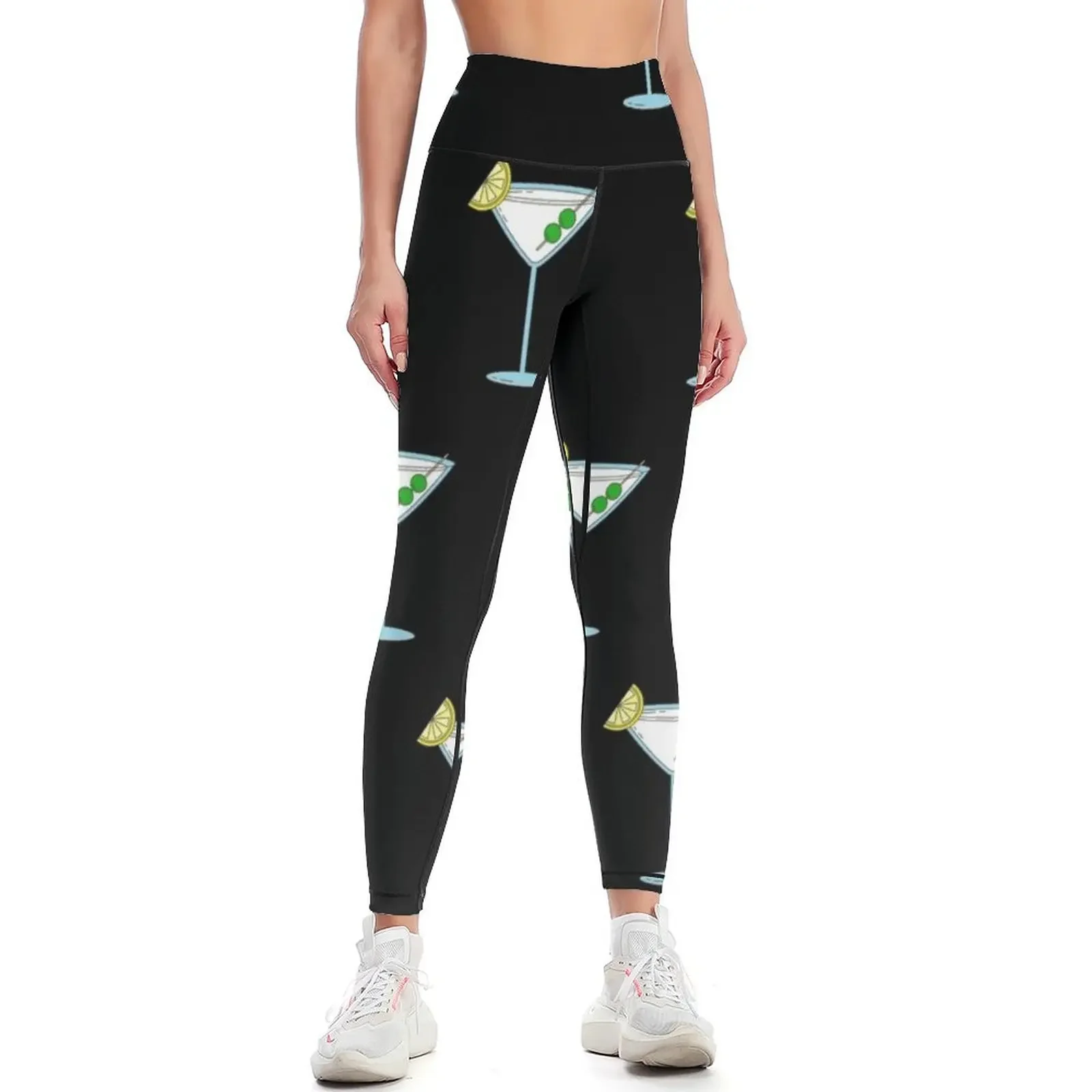 Martini Cocktail Glass Bartender Alcohol Liquor Leggings Women's high waist Women's gym Womens Leggings