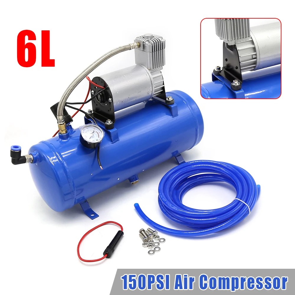 Sprężarka powietrza 12 V ze zbiornikiem 1,6 galona/6 l 120 psi Wbudowany system sprężarki powietrza do napompowywania opon w pociągu