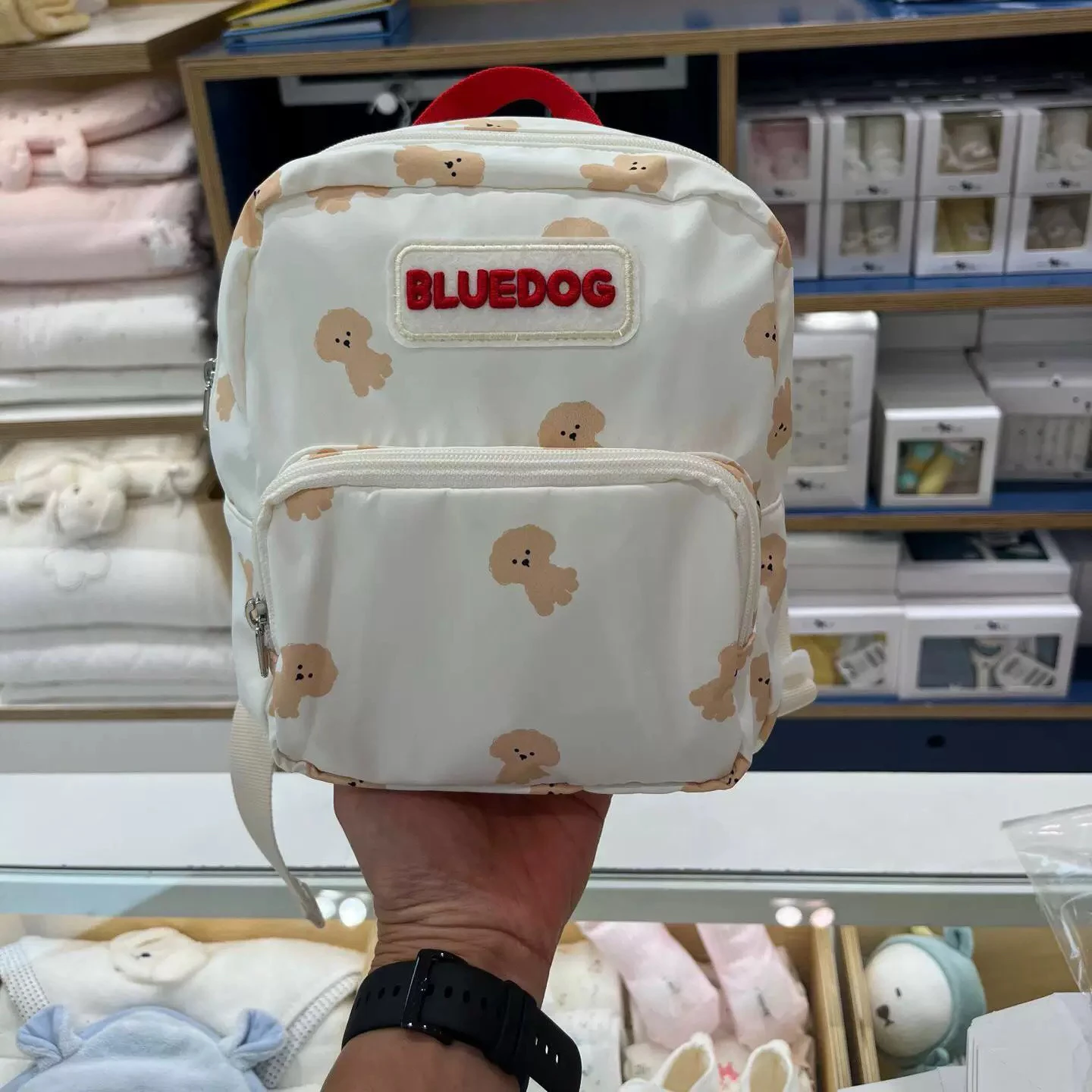 Seasonless Kids' Casual Cartoon Dog Double Shoulder Bag Nylon Material Zipper Closure Unisex Small Size Backpack for Daily Use