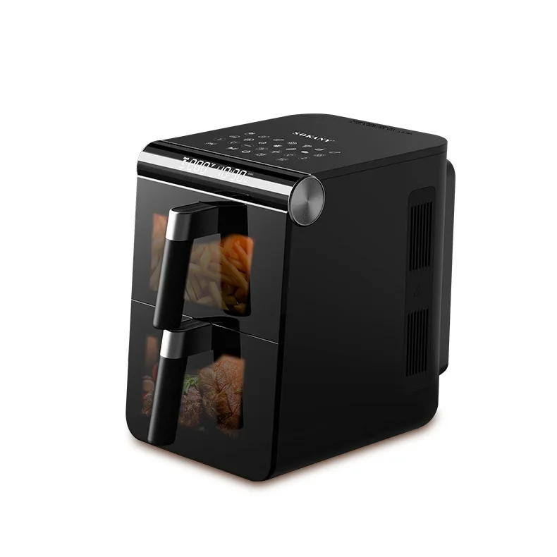 

Новая фритюрница с двойным дымоходом 4-в-1, фритюрница с 2 корзинами, духовка с быстрым подогревом, кухонная фритюрница с видимым окном