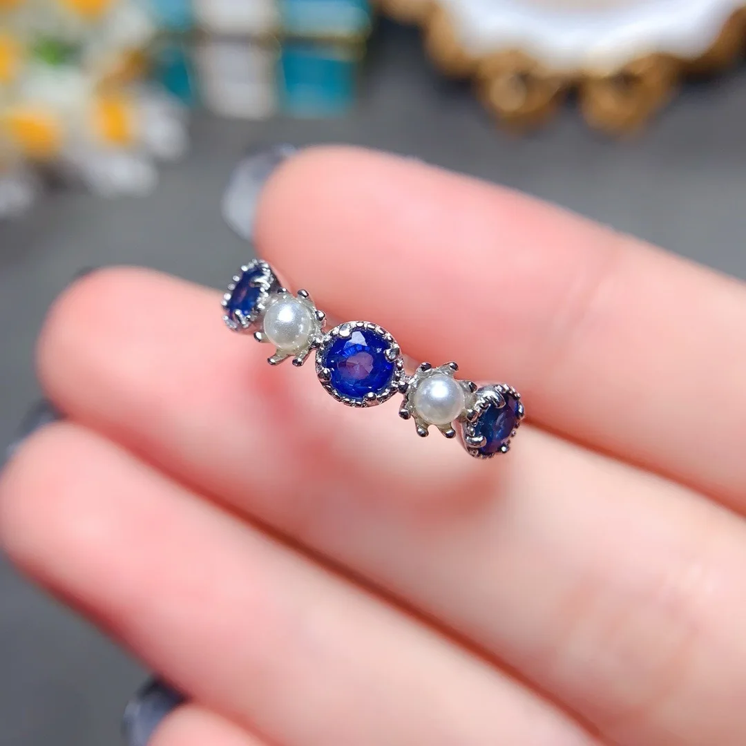 

New S925 Sterling Silver Ladies' Natural Sapphire Ring with Certificate Free Delivery Party Gift