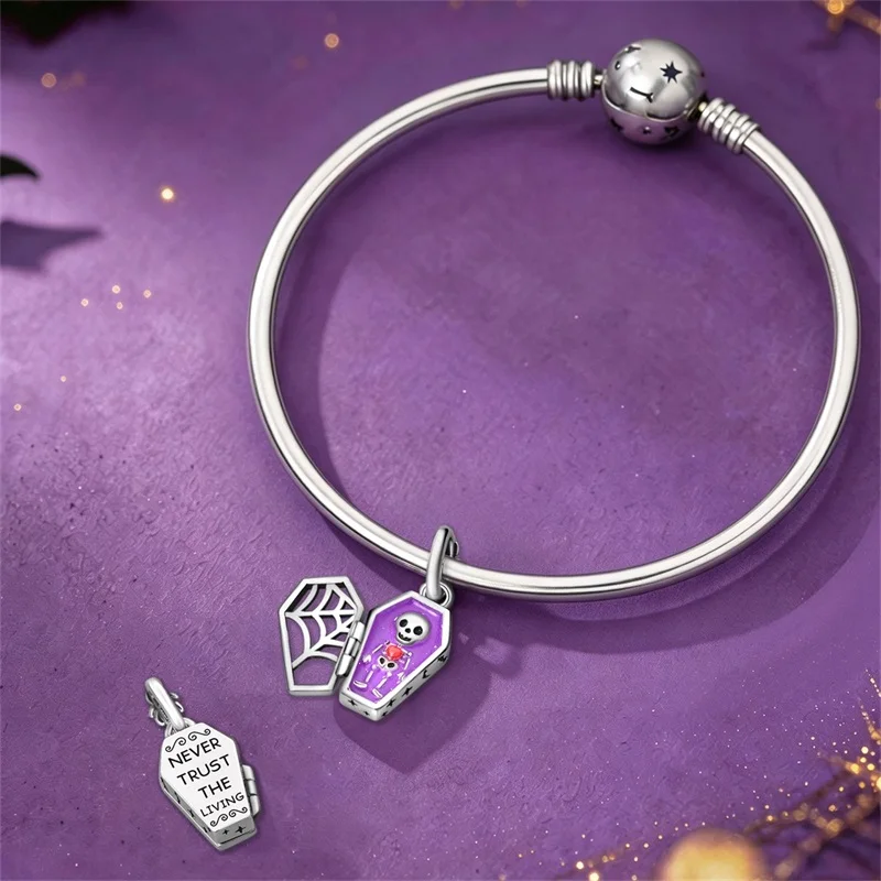 New 925 Sterling Silver Mysterious Skeleton Charms Beads Dangle Fit 3mm Original Bracelet DIY Women Jewelry Gifts