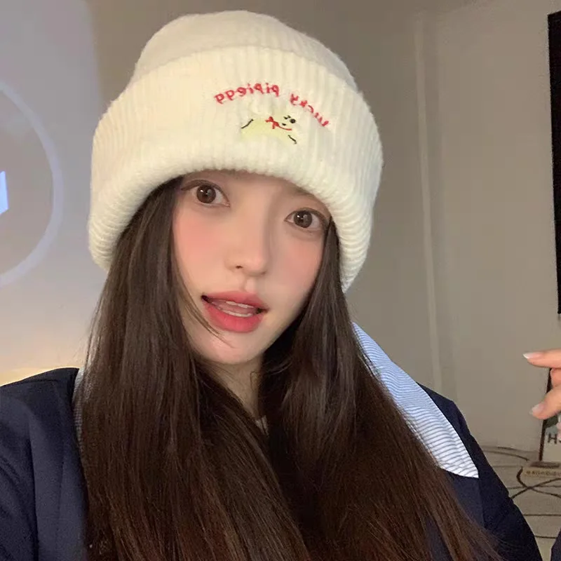 

Korean Cute Puppy Knitted Wool Hat Children Autumn and Winter 2024 New Versatile Face Small Warm Bald Hat