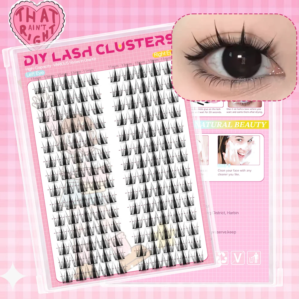 140 faux cils effet fée 8-18mm, courbure C, style manga, grande portée, pour extension DIY, aspect naturel, effet mouillé, cils anime pointus
