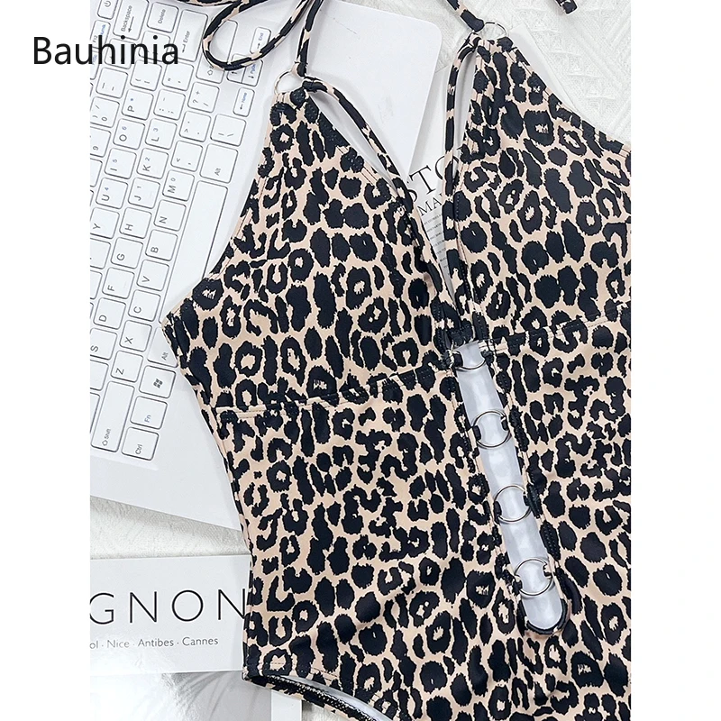 Bauhinia New Hollow Out Sexy One Piece Swimsuit Leopard Print Women Push Up Monokini Bodysuit Bathing Suit Beach Swimwear