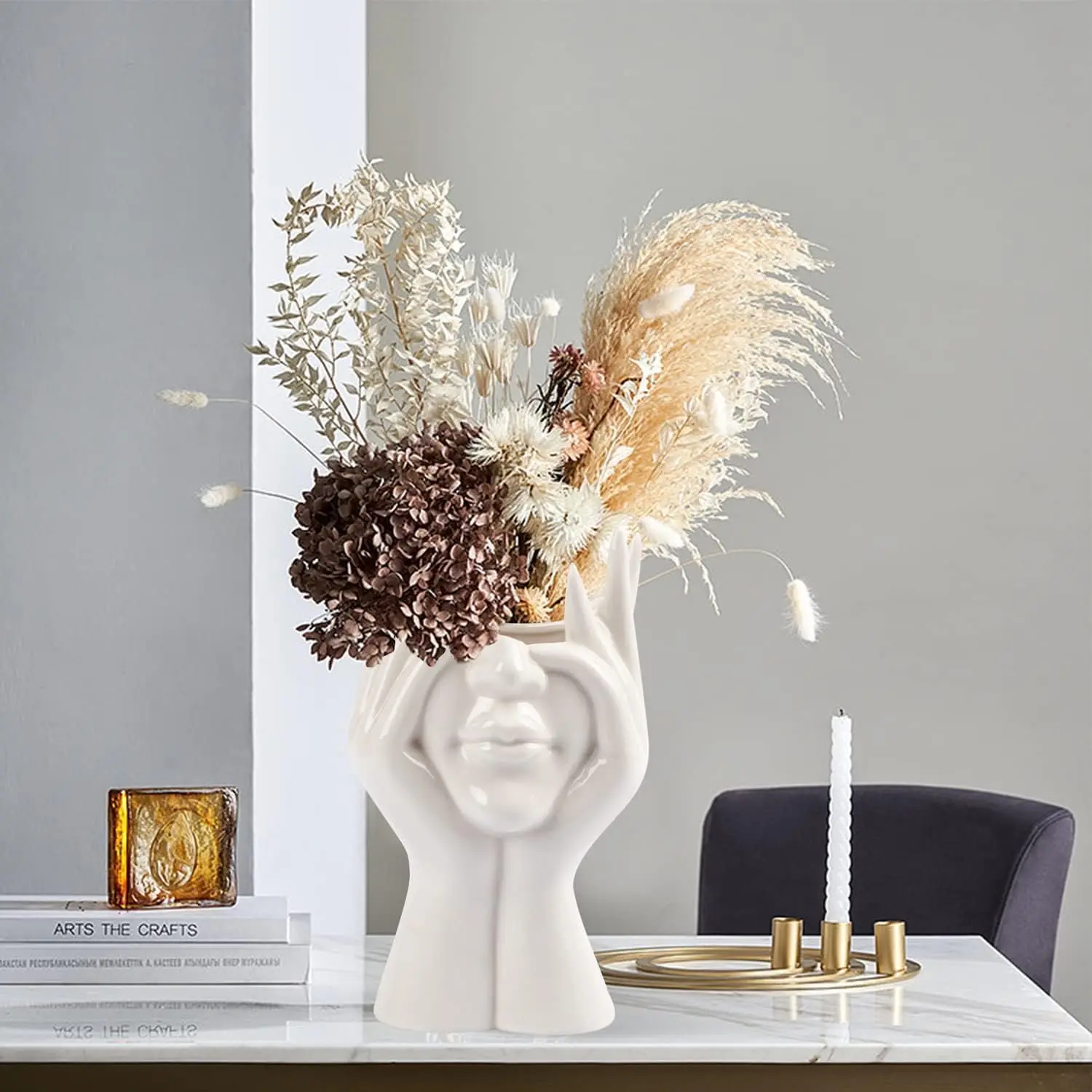 مزهرية وجه بيضاء مزهرية فريدة لديكور المنزل #3