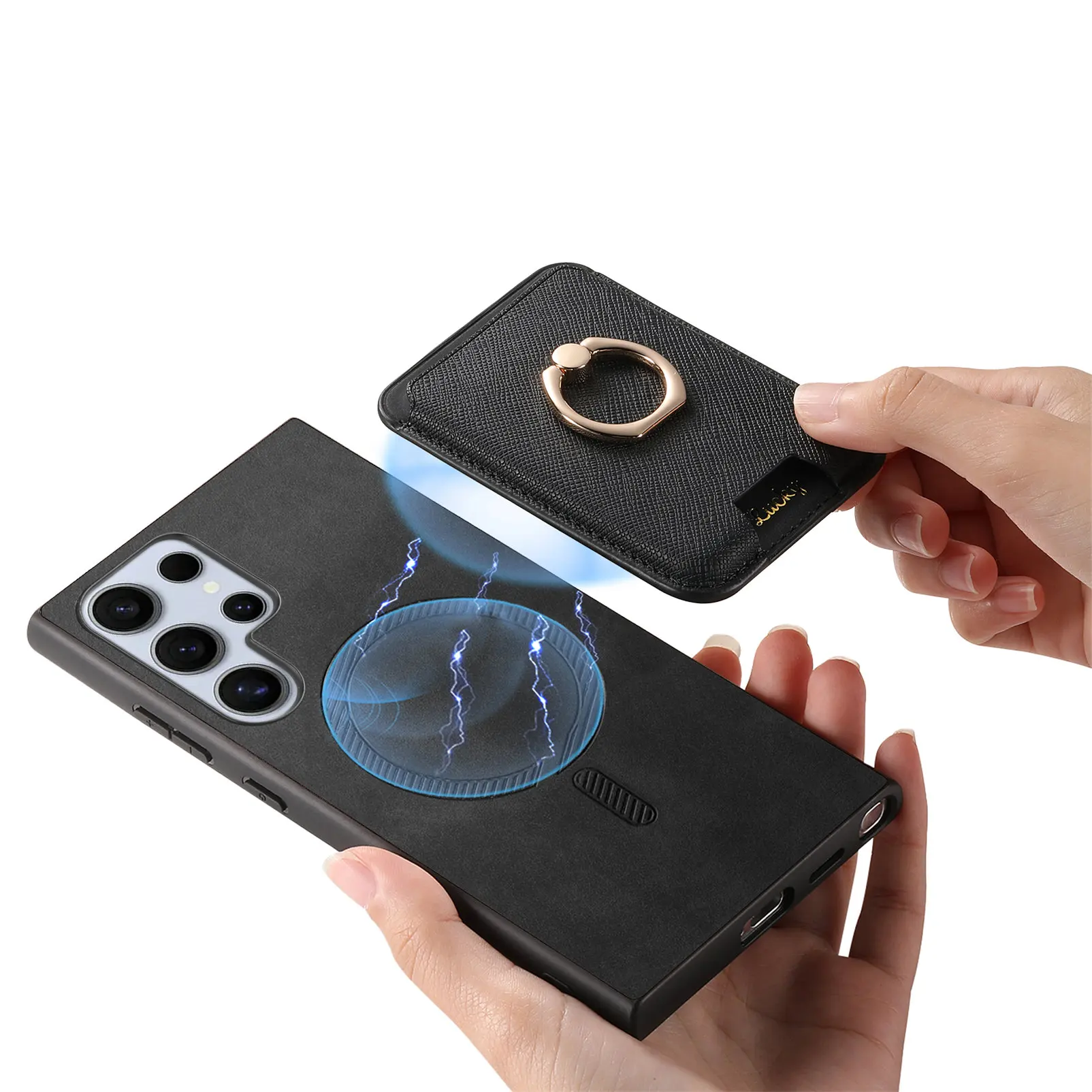 Magnetic Ring with Card Holder Phone Case for Samsung Galaxy S24 Ultra + S23 FE A05S A05 A15 A25 A35 A55 A24 A34 A54 A14 Cover