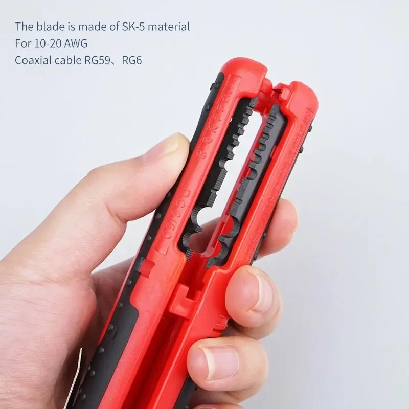 RG59 RG6 Automatic Wire Stripper with Clamp Portable Electric Wire Stripping Tool Cutter Pliers Coaxial Cable Stripper Hand Tool