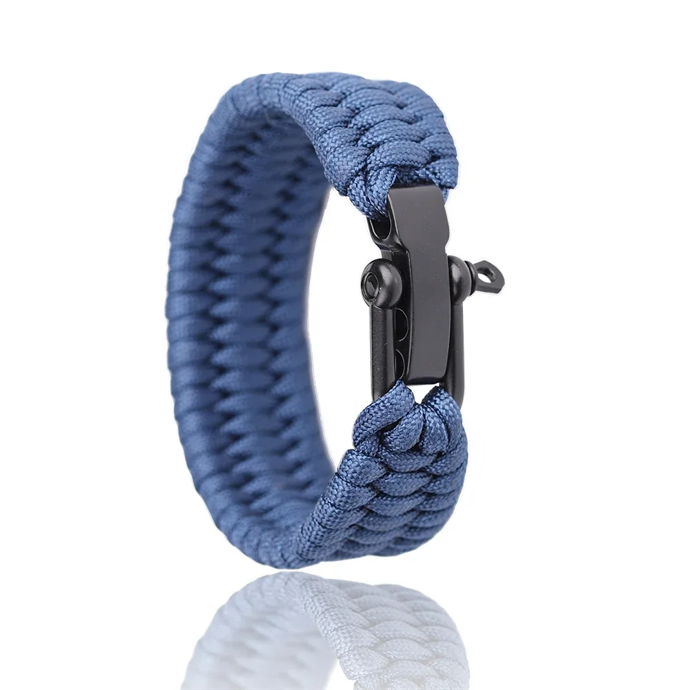 Überlebens-Paracord-Armband, verstellbare U-Typ-Schnalle, drei Löcher, 550, Fallschirmseil, Outdoor, Camping, Wandern, Notfall für Männer