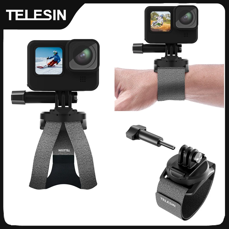 TELESIN 360 stopni obrotu pasek na nadgarstek szybkiej regulacji uchwyt na GoPro 12 Hero 11 10 9 8 7 6 Insta360 Osmo Action SJCAM EKEN