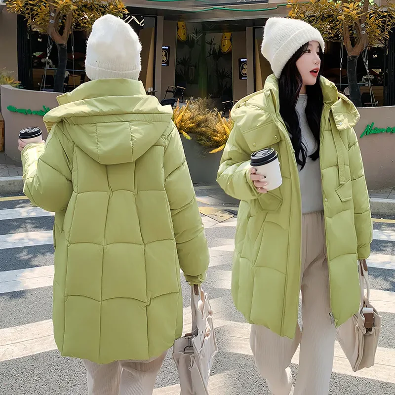 Neue dicke warme Parka lose mittellange Kapuze Daunen Baumwolle gepolsterte Jacke 2024 Winter koreanische lose Baumwoll jacke Damen mantel