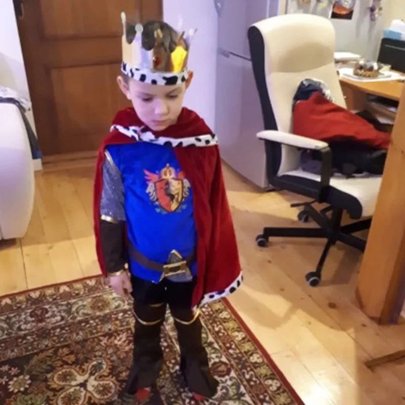 7 ชิ้นเด็กชายคิงเครื่องแต่งกายยุคกลางเจ้าชายคอสเพลย์ชุดเครื่องแต่งกายเด็กฮาโลวีนวันเกิดปาร์ตี้แฟนซีแต่งตัว