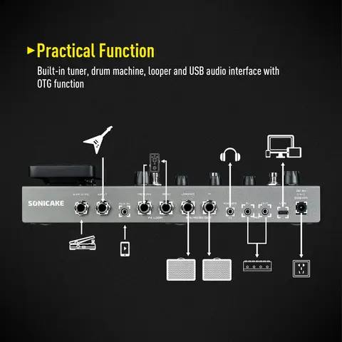 SONICAKE Matribox II गिटार बेस एम्प मॉडलिंग मल्टी-इफेक्ट्स प्रोसेसर एक्सप्रेशन पेडल FX लूप MIDI स्टीरियो USB OTG QME-100 के साथ 10 best sales पावर एम्प गिटार - №5