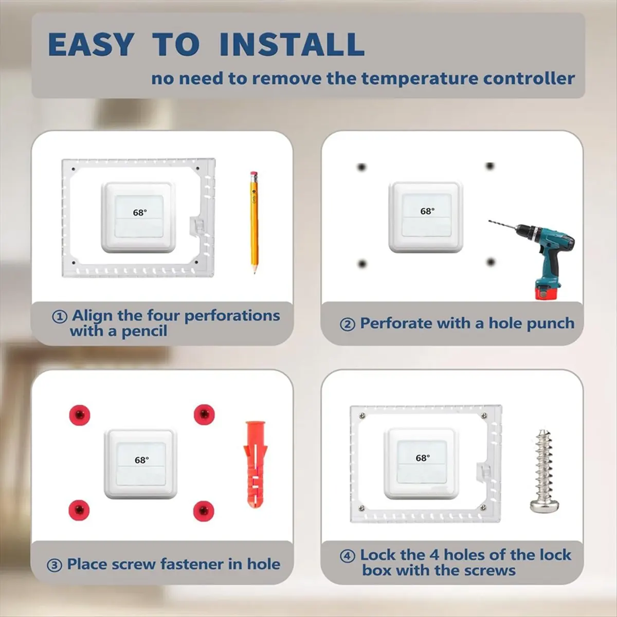 ABJY Large Thermostat Lock Box Cover with Key for , Clear Thermostat Cover Fits Thermostats 5H X 6inch W or Smaller