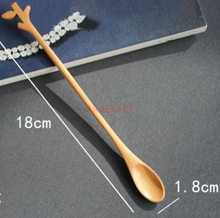 Original wood stirring spoon, exquisite wooden small spoon, creative household Japanese coffee spoon, long handled dessert honey