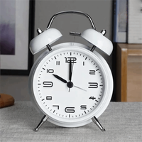 4 Inch Twin Bell Loud Alarm Clock Metal Frame Silent Non-Ticking Student Alarm Clock Mute Strong Wake-up Table Clock Students