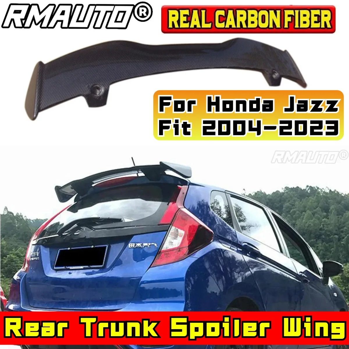 

For Honda Fit Jazz GK5 GR9 2004-2023 Rear Spoiler Wing Body Kit ABS Plastic Car Rear Roof Spoiler Rear Roof Wing Exterior Part