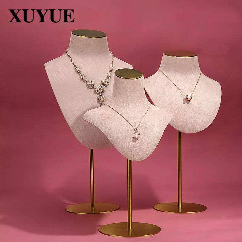 

New Pink Velvet leather jewelry display rack necklace model rack window display rack live broadcast jewelry props