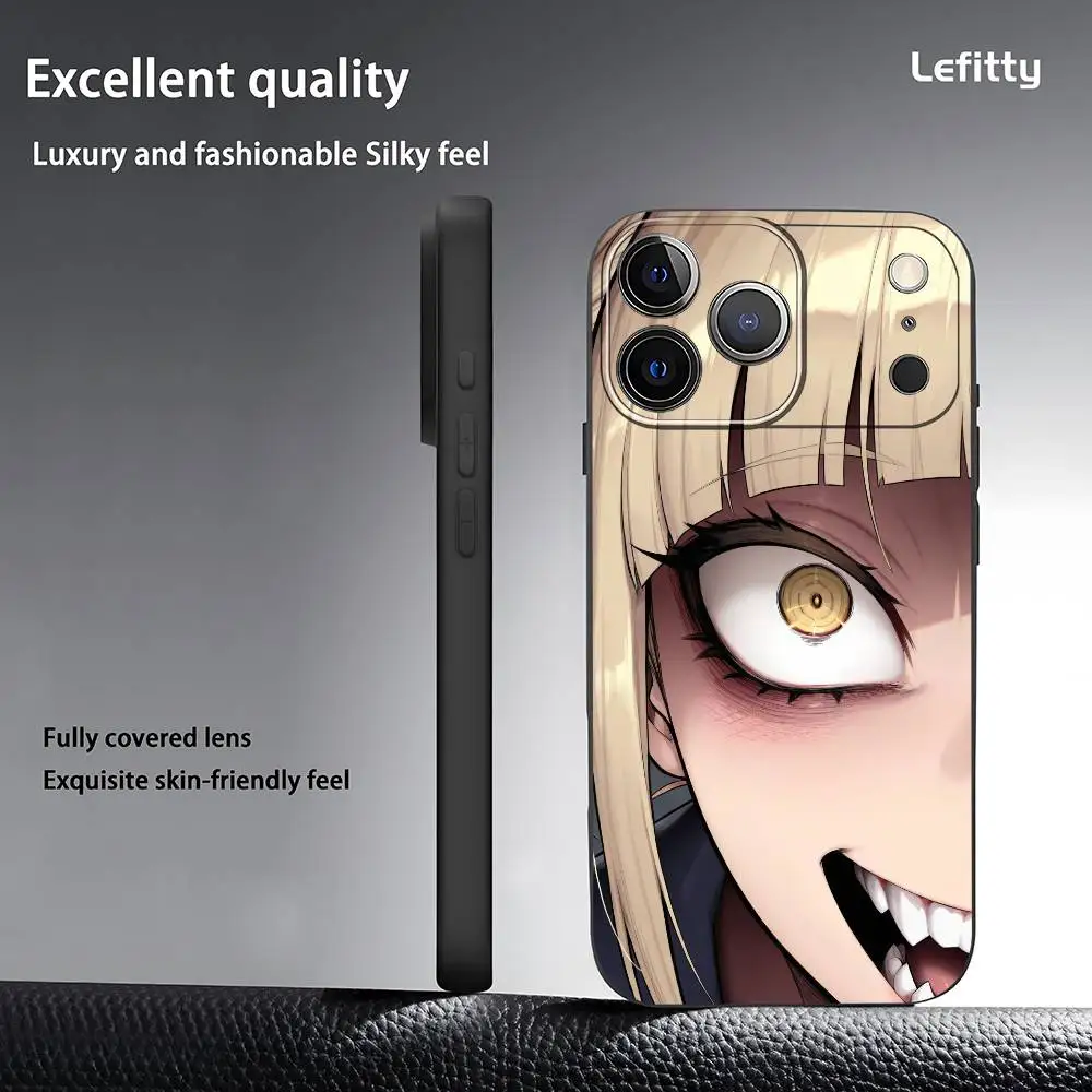 حافظة هاتف Himiko Toga A-Academia Hero لهاتف آيفون 17 16 15 14 13 12 11 Pro Max Plus Mini Black Frosted Soft Shell Funda