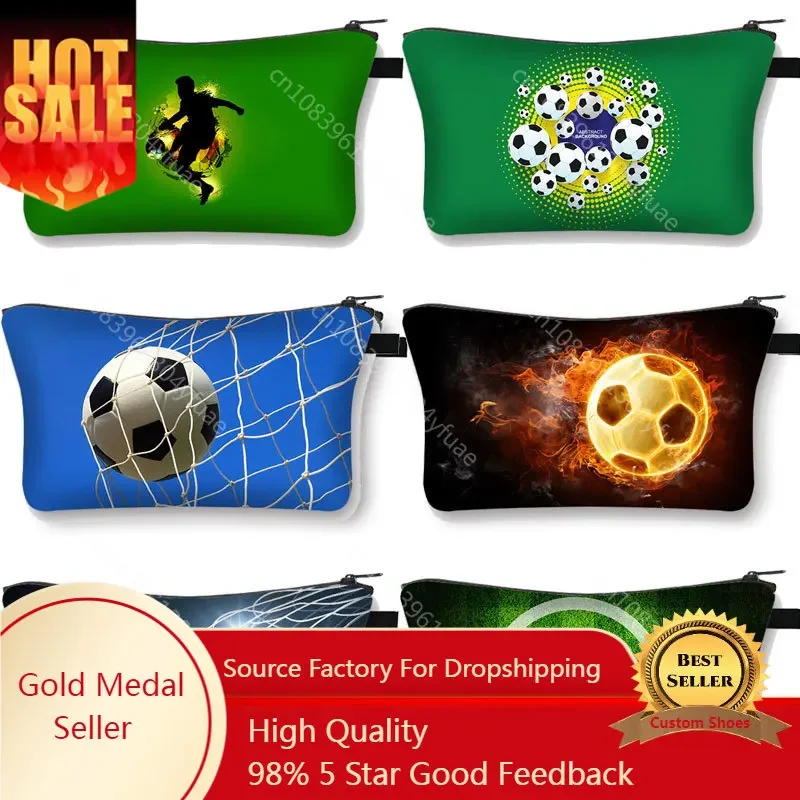 

Cool Footbally / Soccerly Fashion Storage Bag Woman Cosmetic Bag Organizer Portable Makeup Bag For Travel Teenager Boy Gift