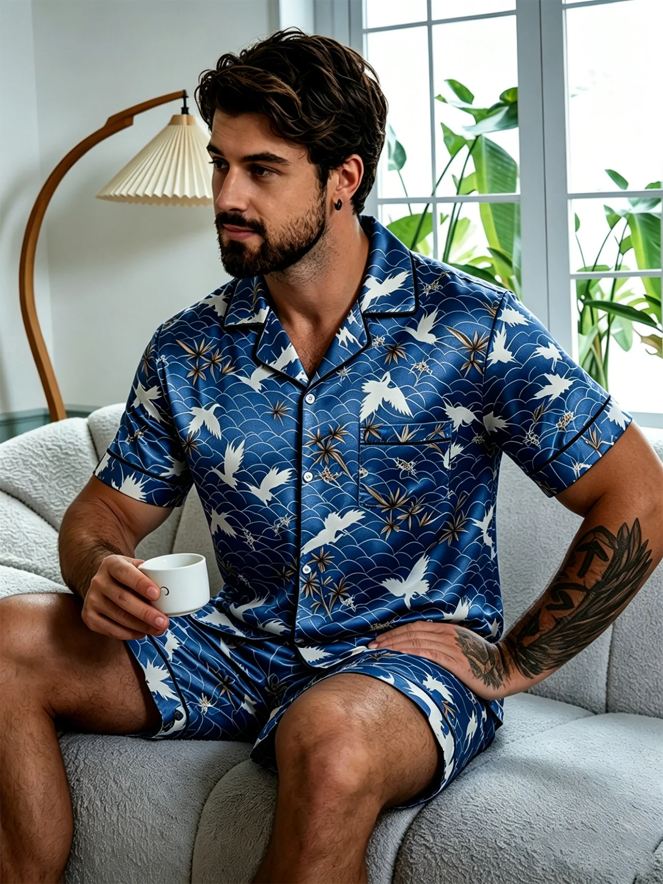 Men Satin Floral Print Button - Printed Floral Shirt ulasan dan harga