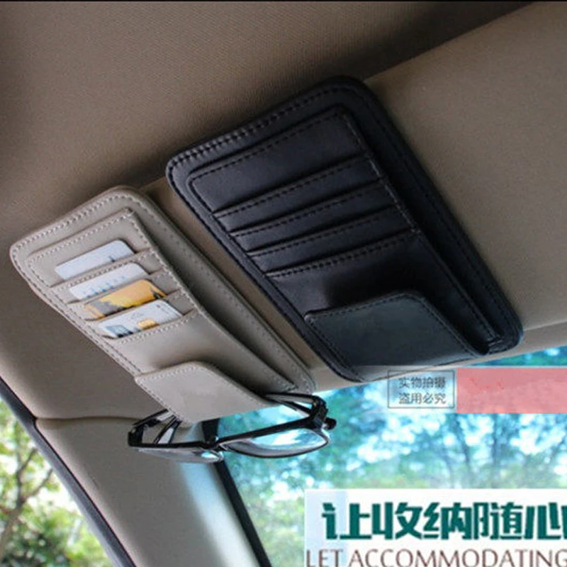 Freeshipping Car Vehicle Sun Visor Sunglasses Eyeglasses Glasses Holder Clip Credit Card Package ID Storage Bag With 3 Color