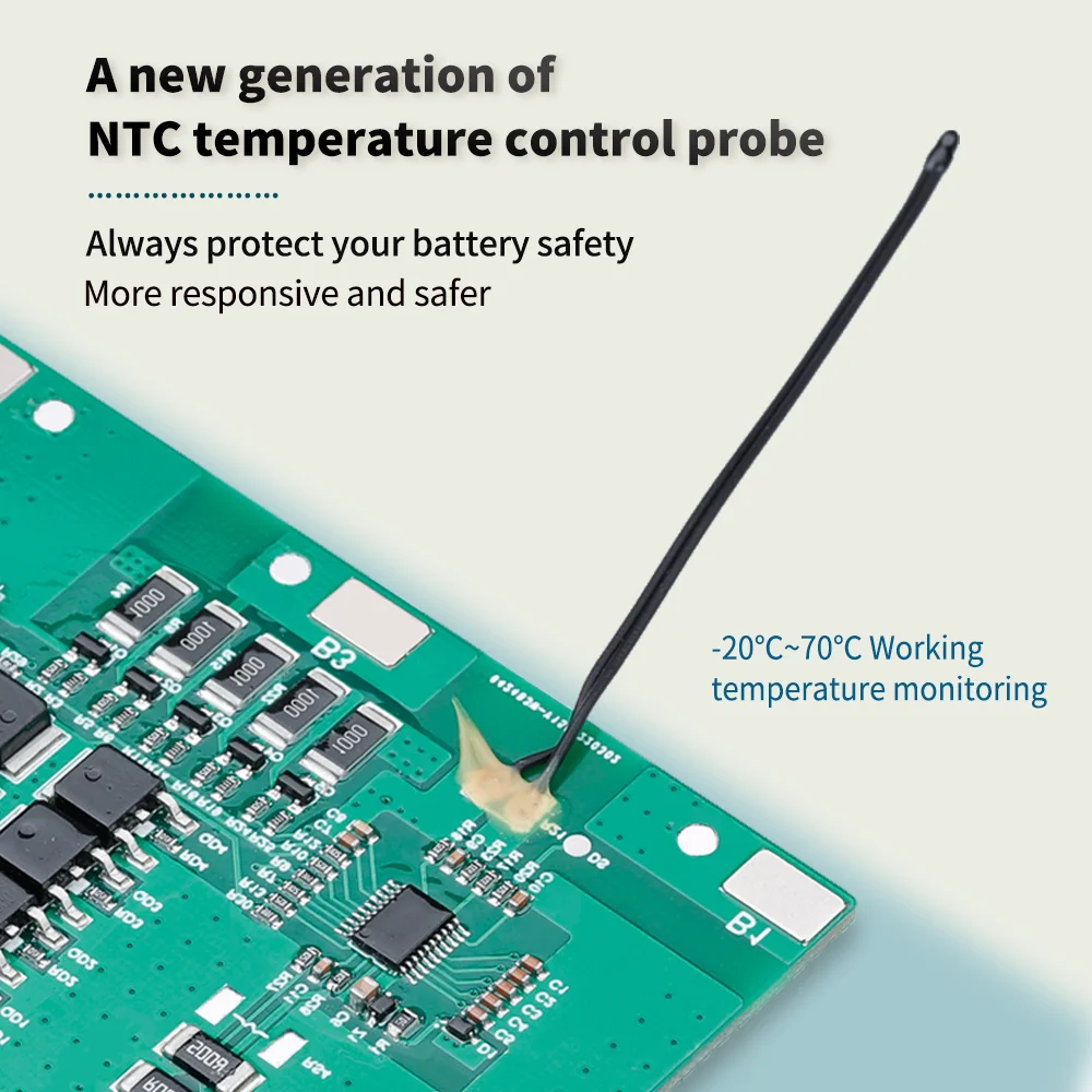 Bateria Bisida BMS 8S-24S Lifepo4 (3,2 V) 24 V/36 V/48 V/60 V/72 V Wspólny port z balansem i NTC, dziesięć funkcjonalnych zabezpieczeń