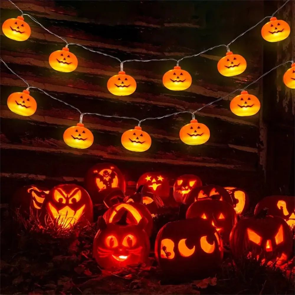 1PC 1.5M10LED/3M20LED Battery Box Pumpkin Shaped Light String, Suitable For Indoor Halloween Haunted House Party Decoration