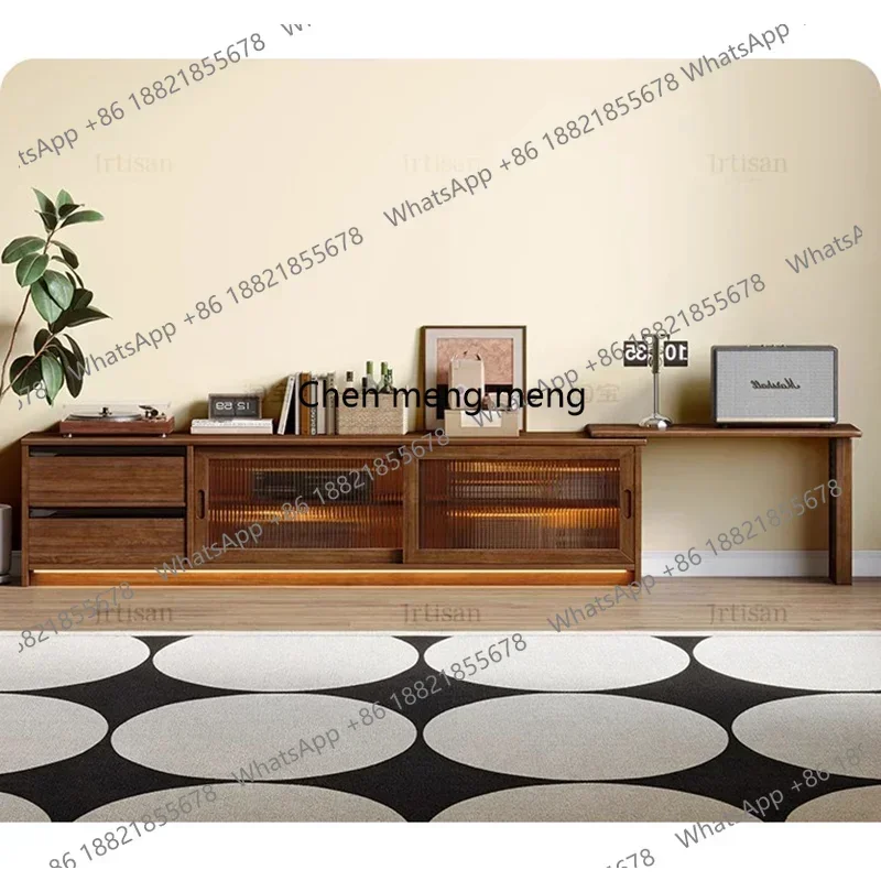 

Nordic Creative Solid Wood TV Stand Retro Storage Italian Expandable Small Space Floor-Standing Living Room Furniture RR