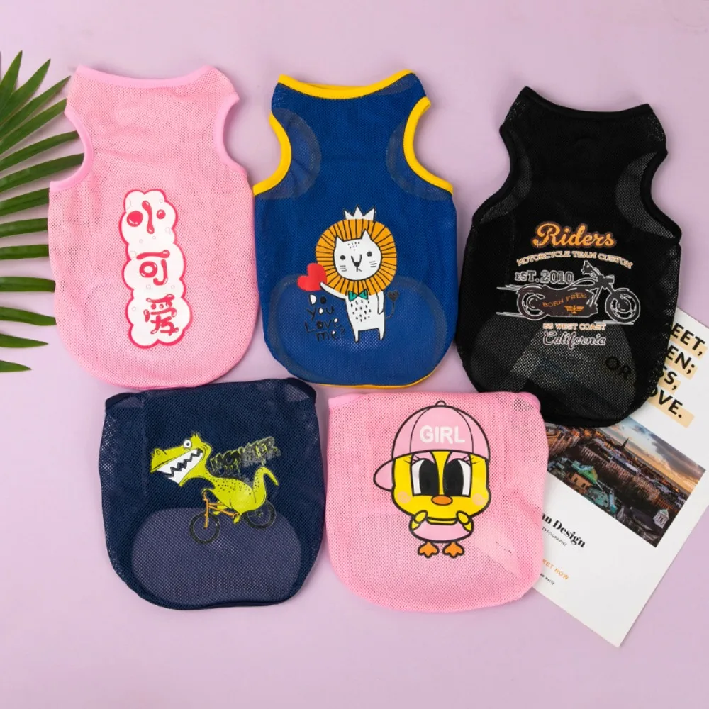 Cartoon Cute Breathable Cool Polyester Fibre Cat Costume Cat T-shirt Dog Clothes Puppy Vest