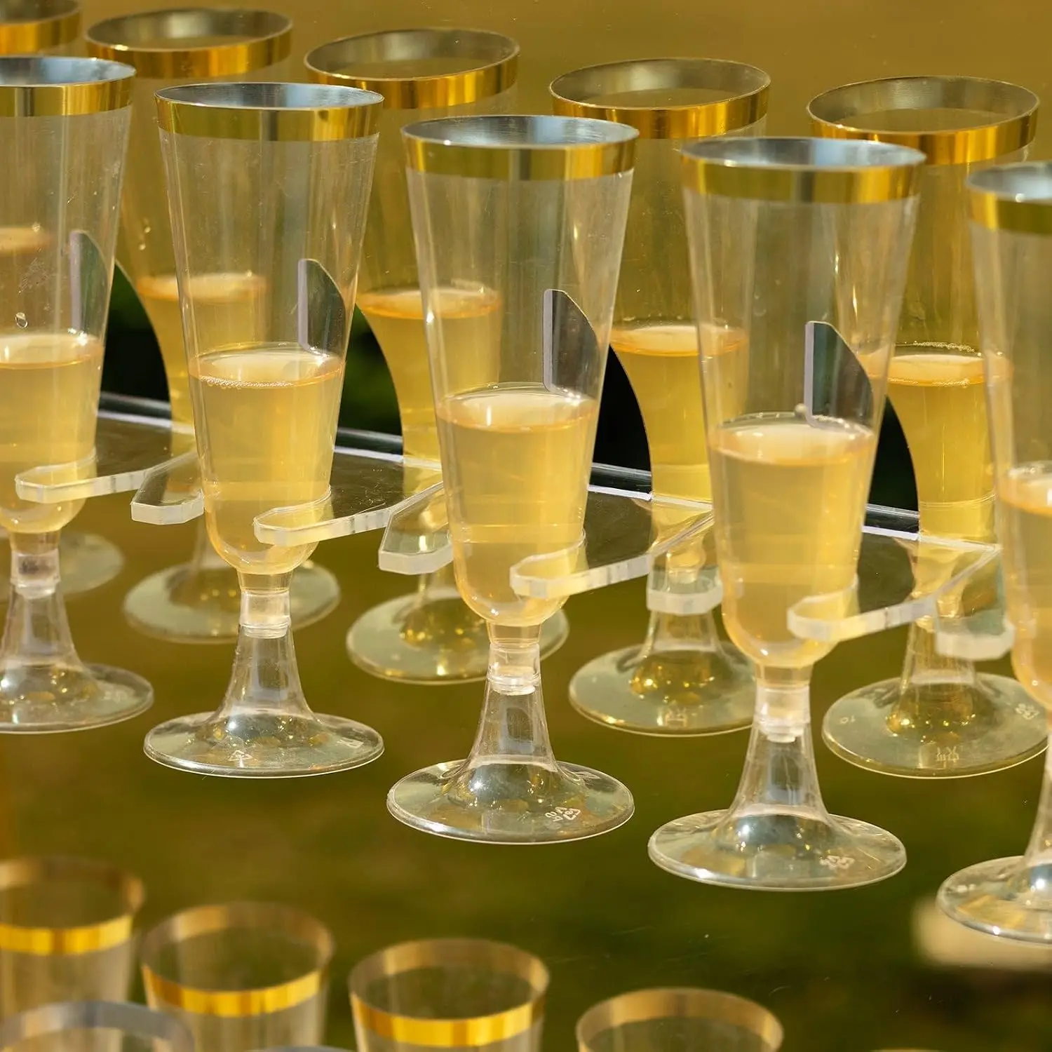 25 Inch Gold 2 Tier Foam Wine Glass Rack Champagne Flute Holder Stand Display Wedding Party Event Reception Bar Table Home Decor