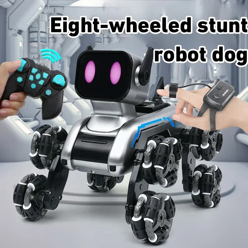 New Robot Toys Electric Dual Remote Control Toys Intelligent Machine Dogs Eight Wheeled Stunt Mechanical Dog Children's Toys