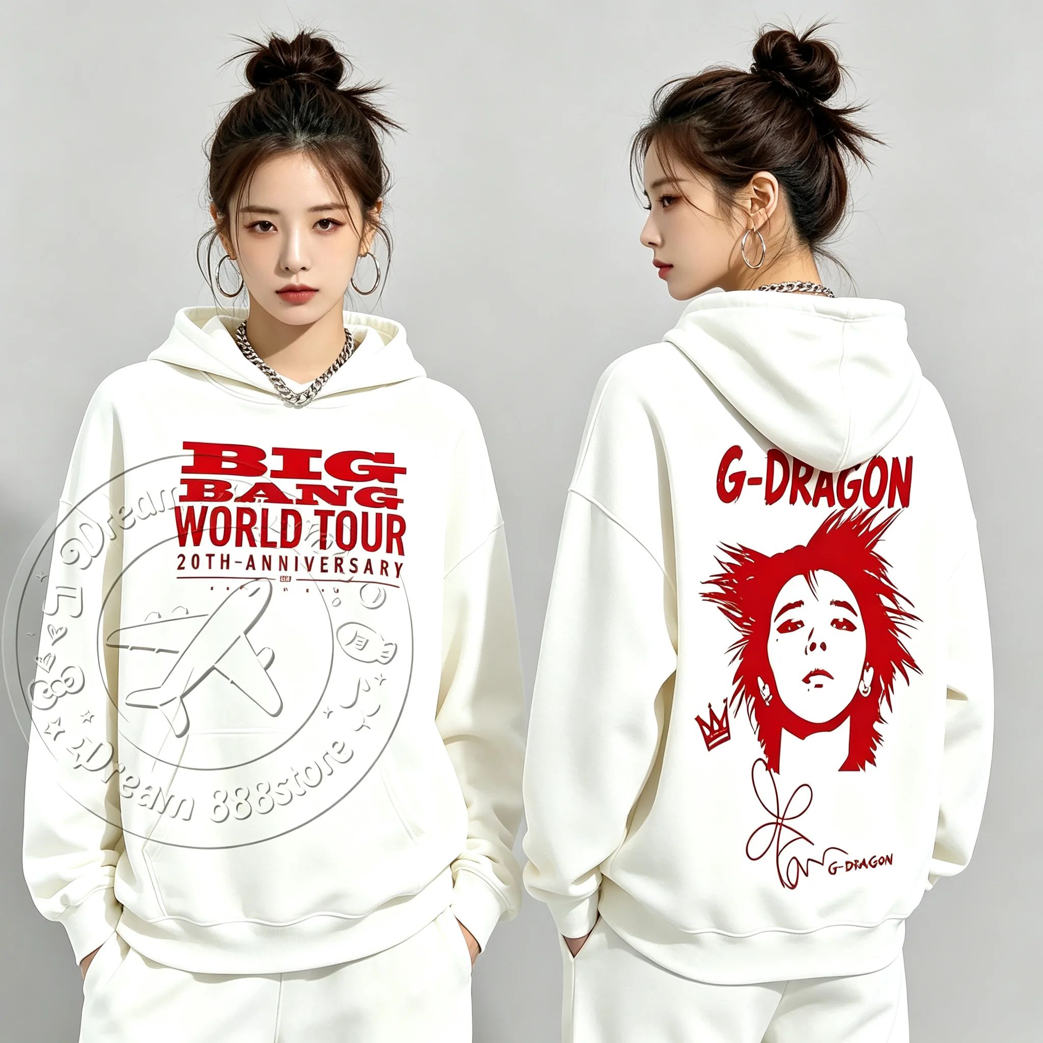 2026 Bigbang 20Th Anniversary Concert Portrait Hoodie Front And Back Print Kpop Fans Unisex Long Sleeve Casual Sweatshirt tops