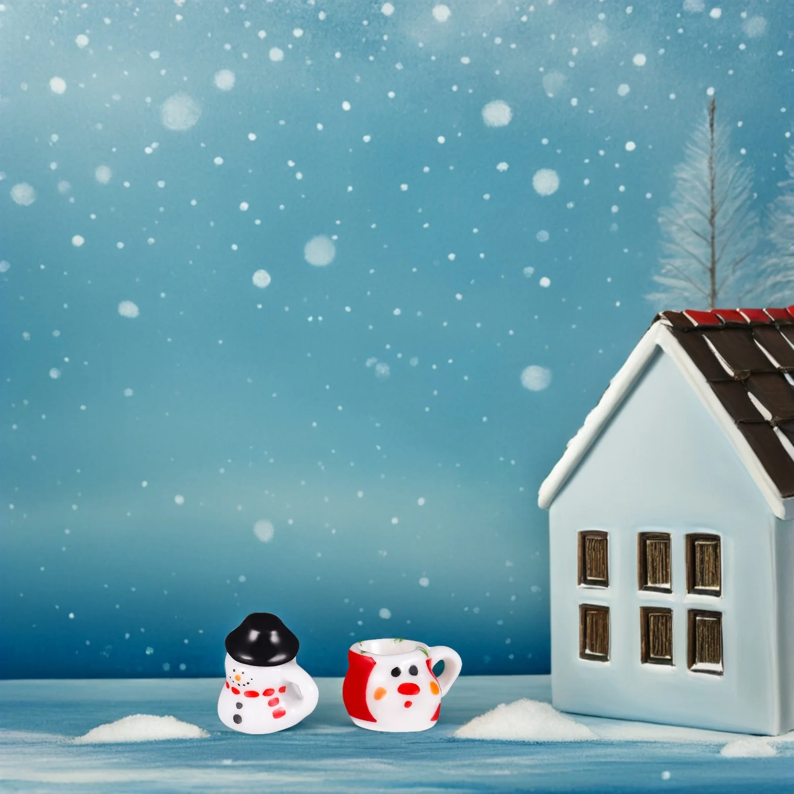 2 conjuntos de chá de boneco de neve de cerâmica em miniatura conjunto realista pequenos bules de porcelana casa de bonecas cozinha fingir jogar acessórios
