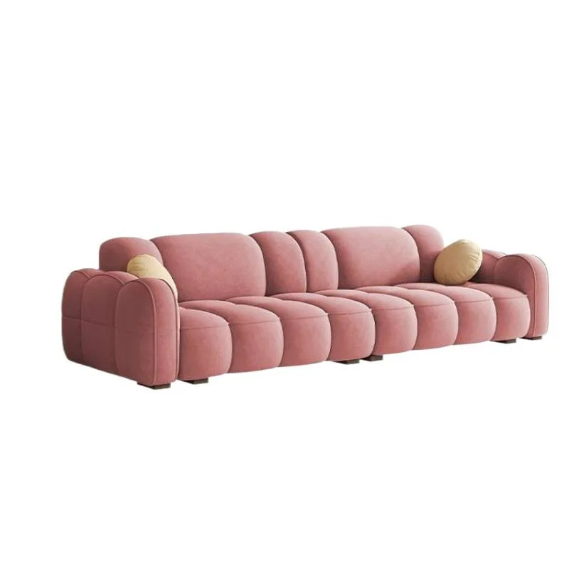 

French durable Internet celebrity color matching cream sofa living room green sofa small apartment light luxury ins wind lazy