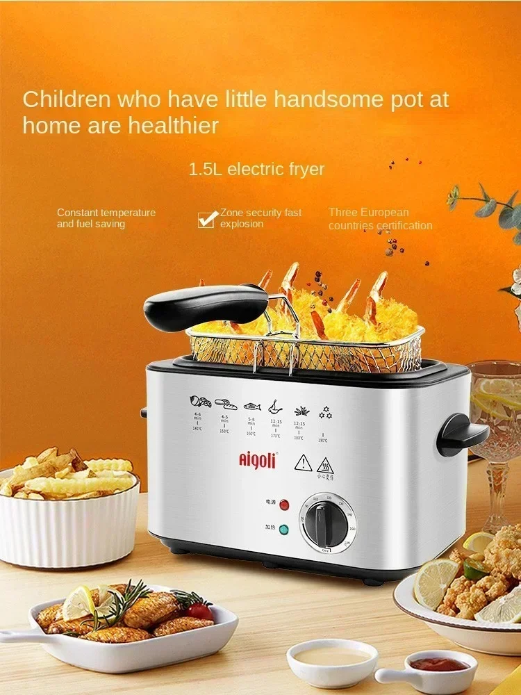 

Deep fryer family double cylinder temperature control deep fryer small deep pot commercial multifunctional electric fryer