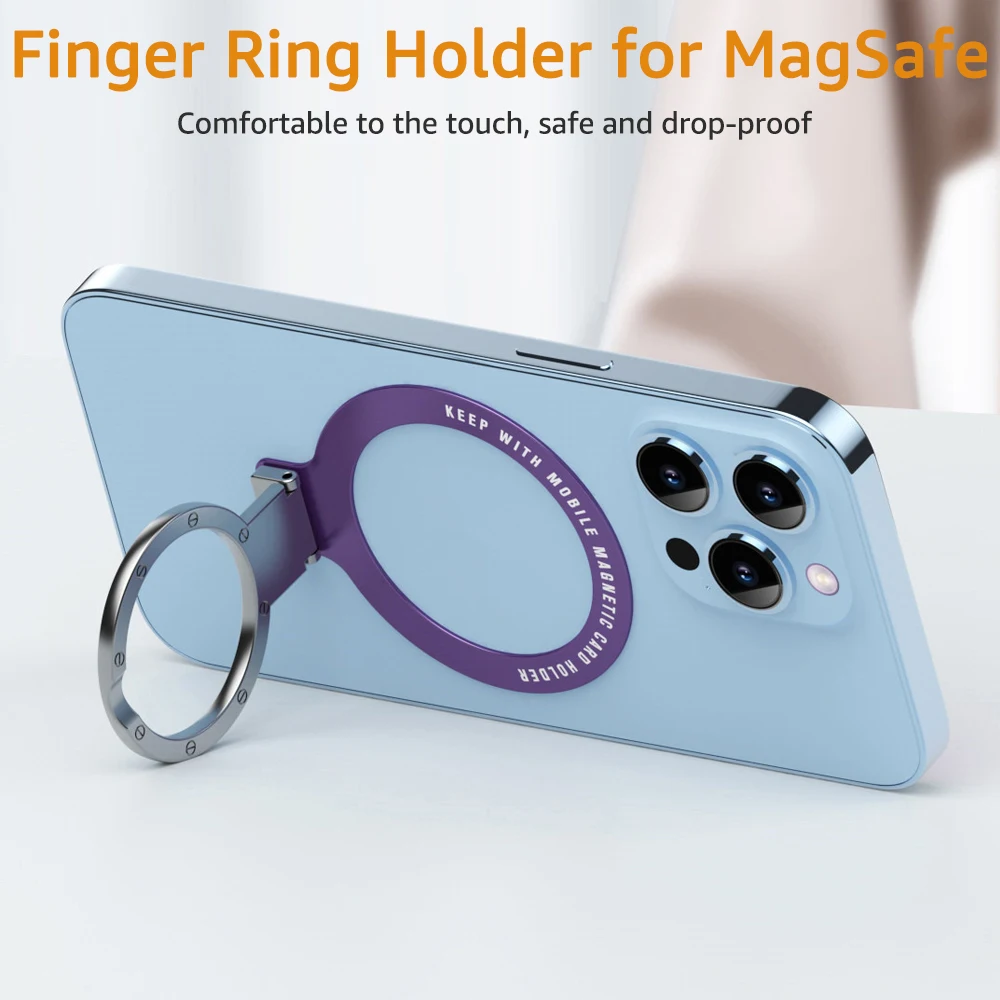 Universal Finger Ring Holder Stand for iPhone 15 14 MagSafe Samsung Xiaomi Car Magnetic Mount Phone Back Sticker Brackets