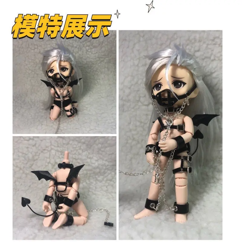 Ob11 doll clothes bondage clothes little demon leather suit GSC action dolls and accessories dolls clothes children's doll house