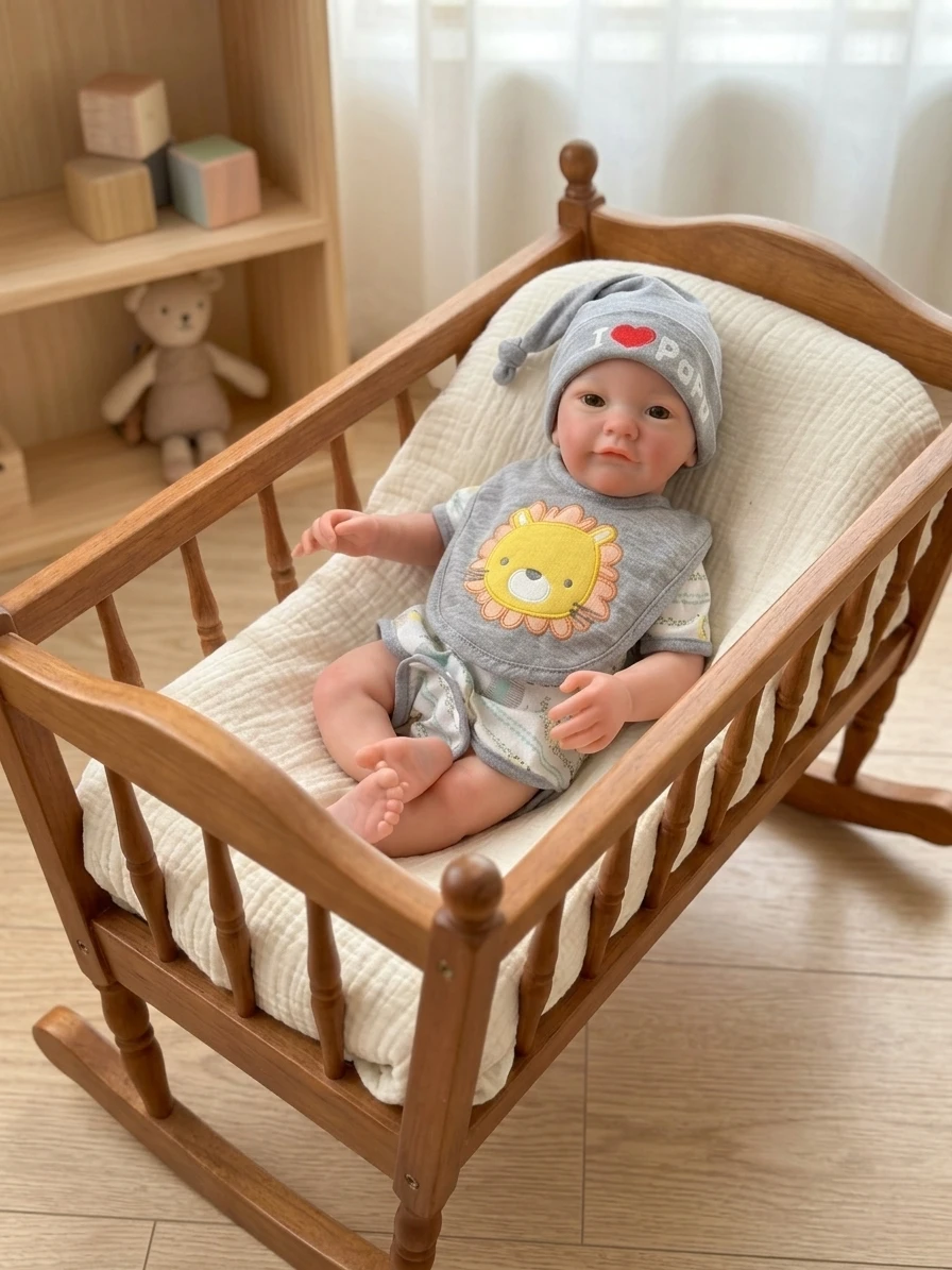 18‑Inch Full Silicone Collectible Doll, Open Eyes Design, Lifelike Realistic Texture, Flexible Poseable Body for Display