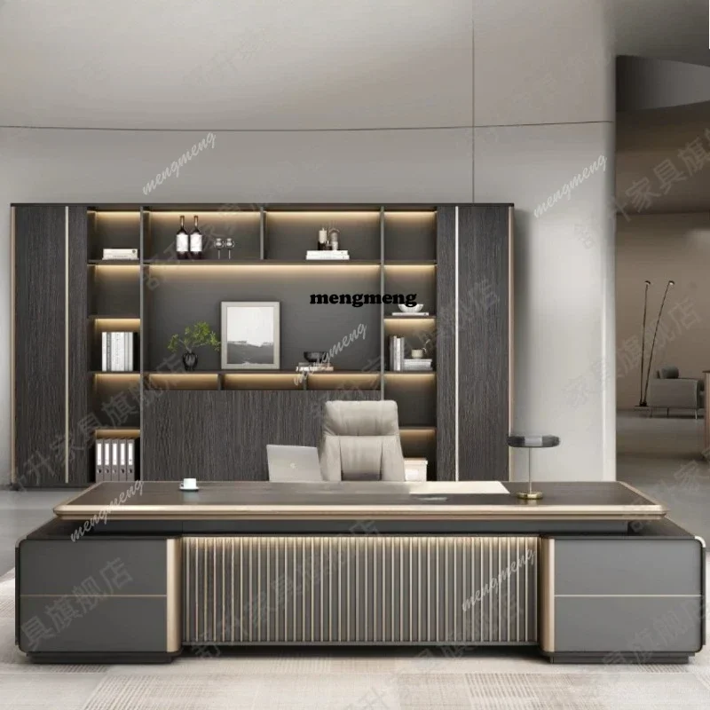 

New arrive High-end president table light luxury desk boss table simple modern office table and chair combination