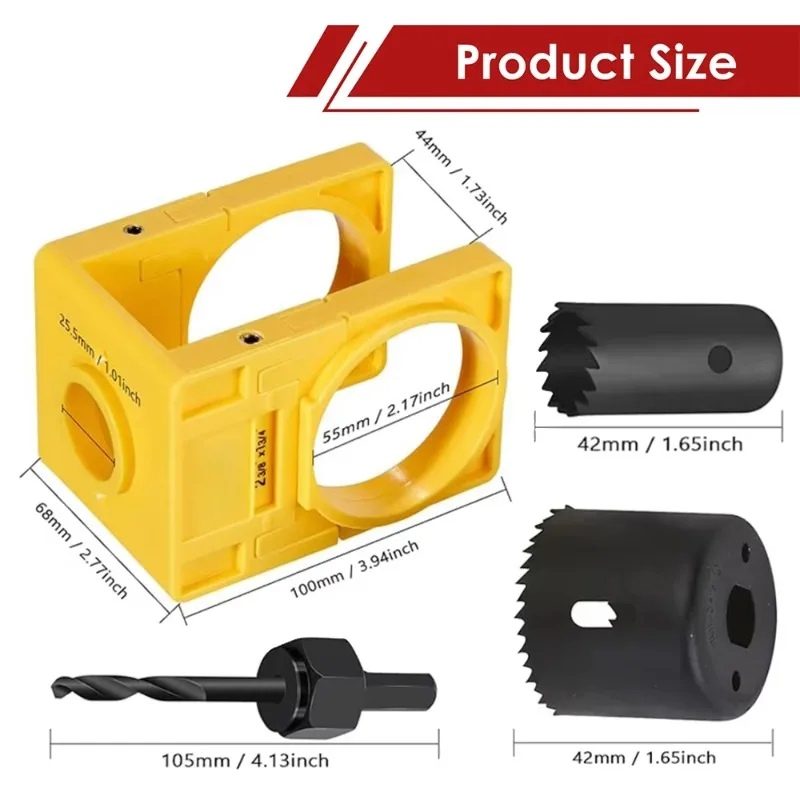 Ball lock hole opener set, wooden door lock drill bit, upgraded 1-3/8 inch -1-3/4 inch door lock installation kit, sturdy