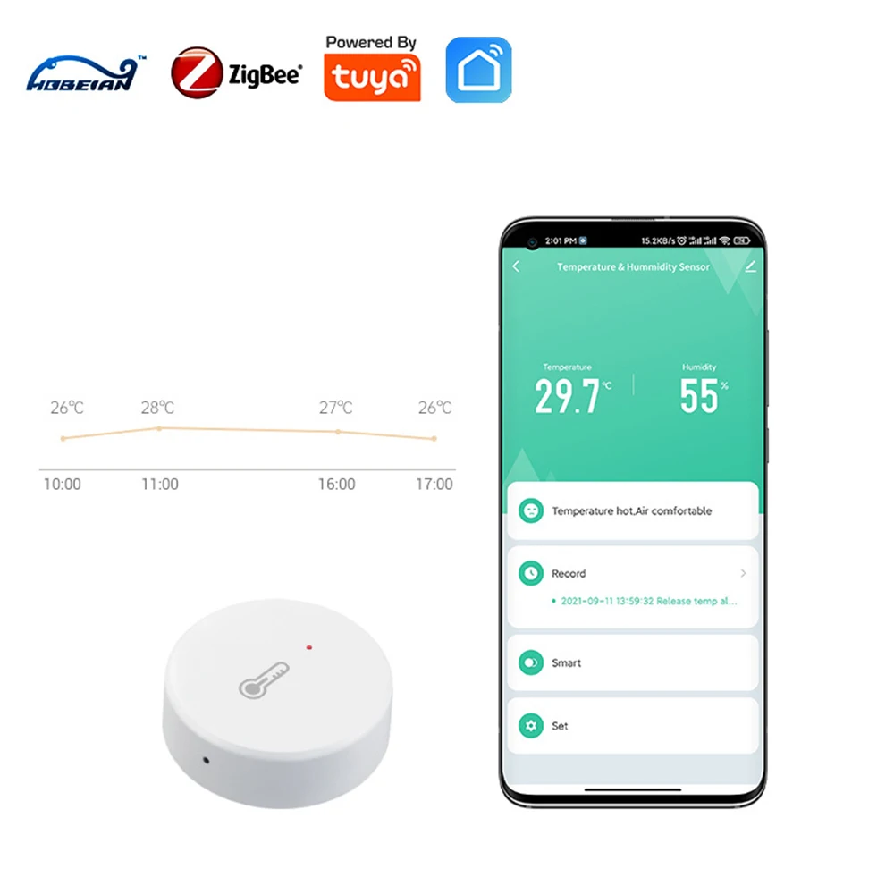 Futuk night zigbee temperatur sensor smart luftdruck feuchtigkeit sensor thermometer fernbedienung smart home app fut150